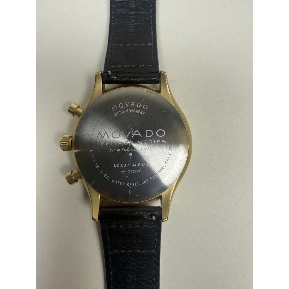 Movado Heritage Series Chronograph Swiss Men's Watch MO.03.1.34.6324 Black Dial